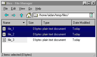 Screenshot of an Thunar file slection